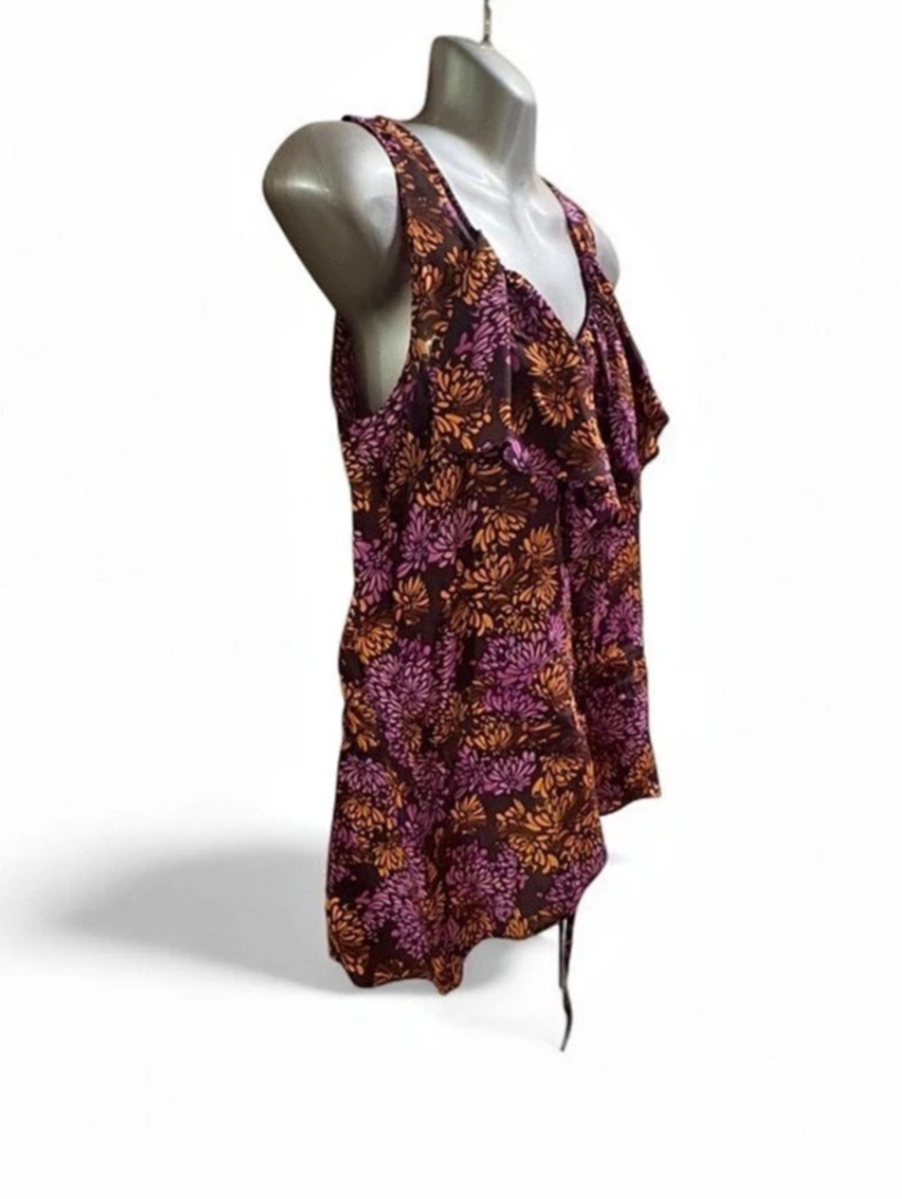 Lil Anthropologie Silk Floral Ruffle Top Sz 2